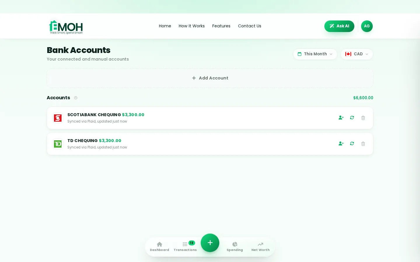 EMOH Pay web app: Budgeting App That Connects to BMO
