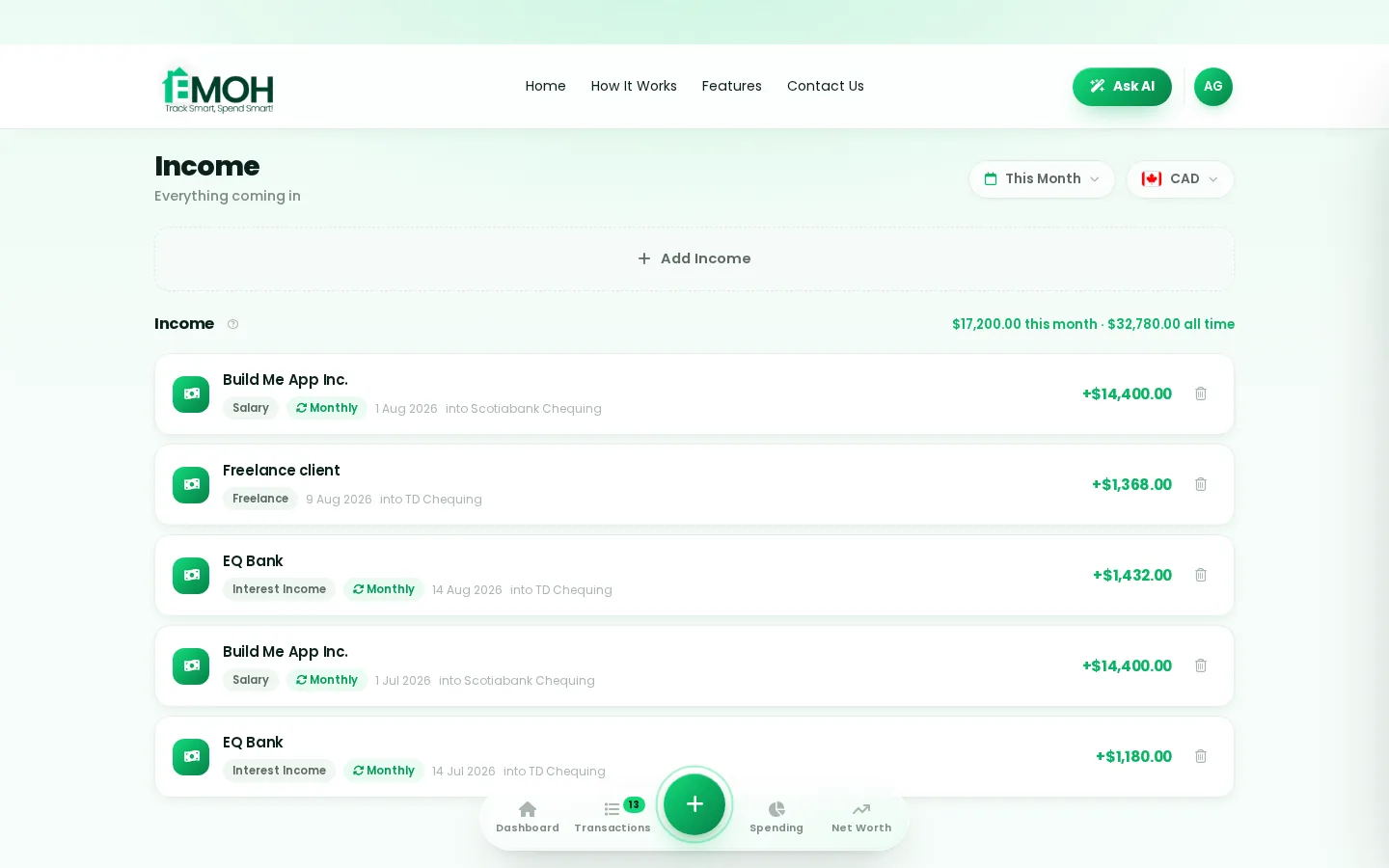 EMOH Pay web app: Canada Child Benefit Payment Dates 2026