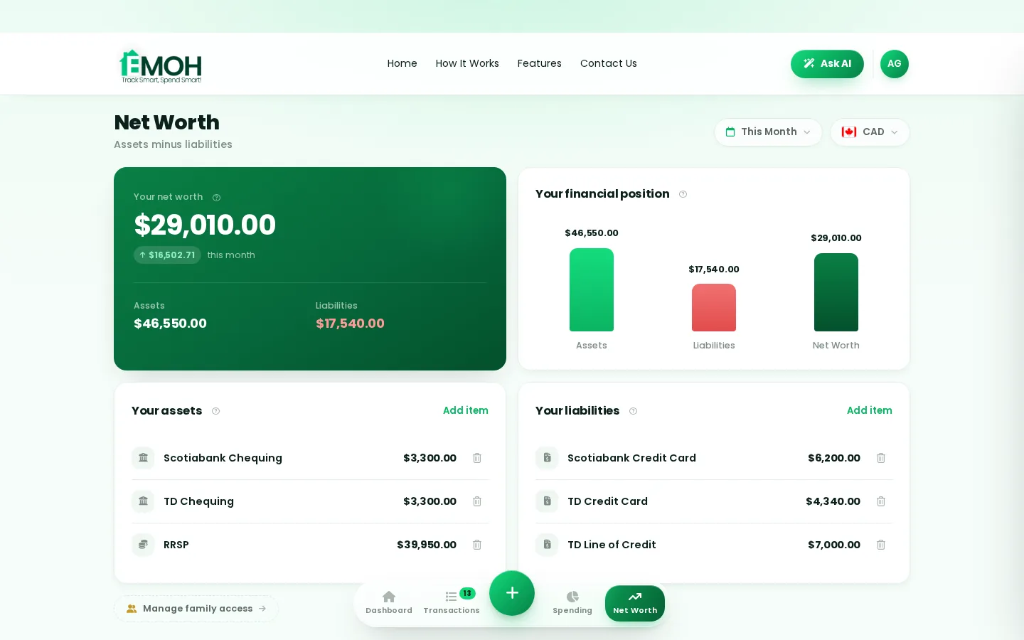 Calculate your net worth, easily. — web app