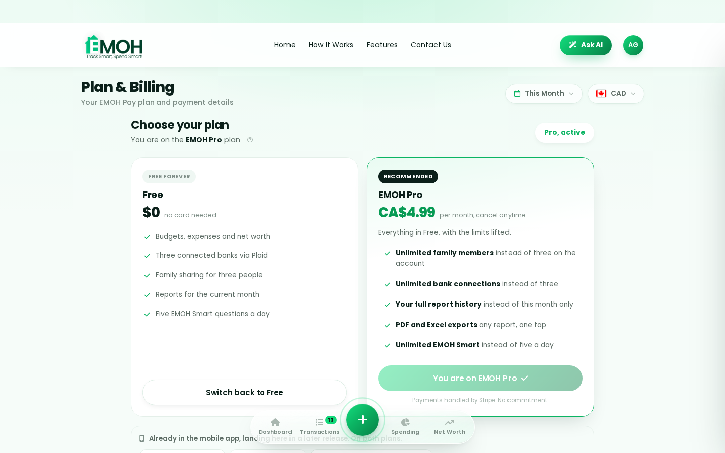 EMOH Pay app — web app