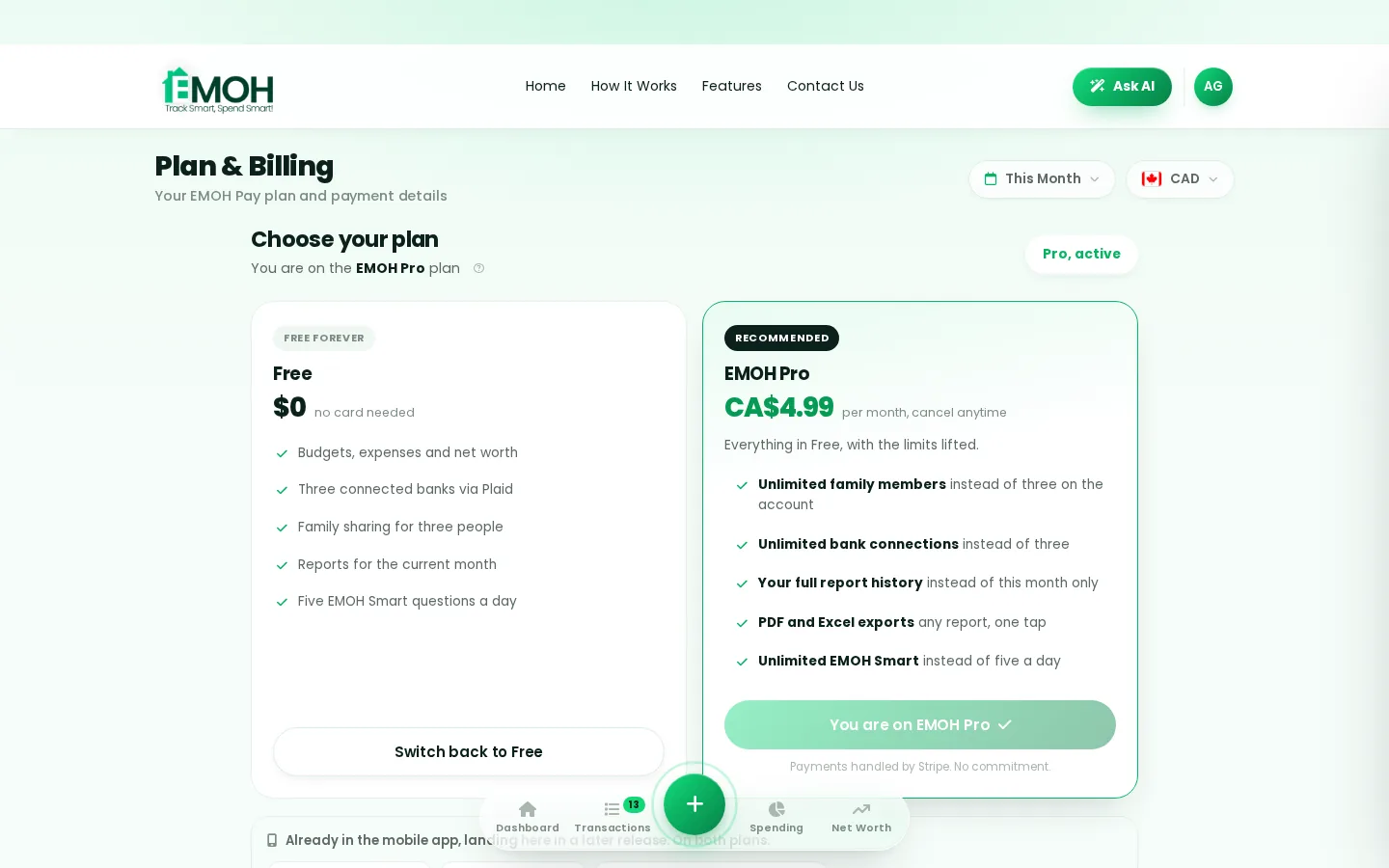 EMOH Pay web app: Envelope Budgeting Method