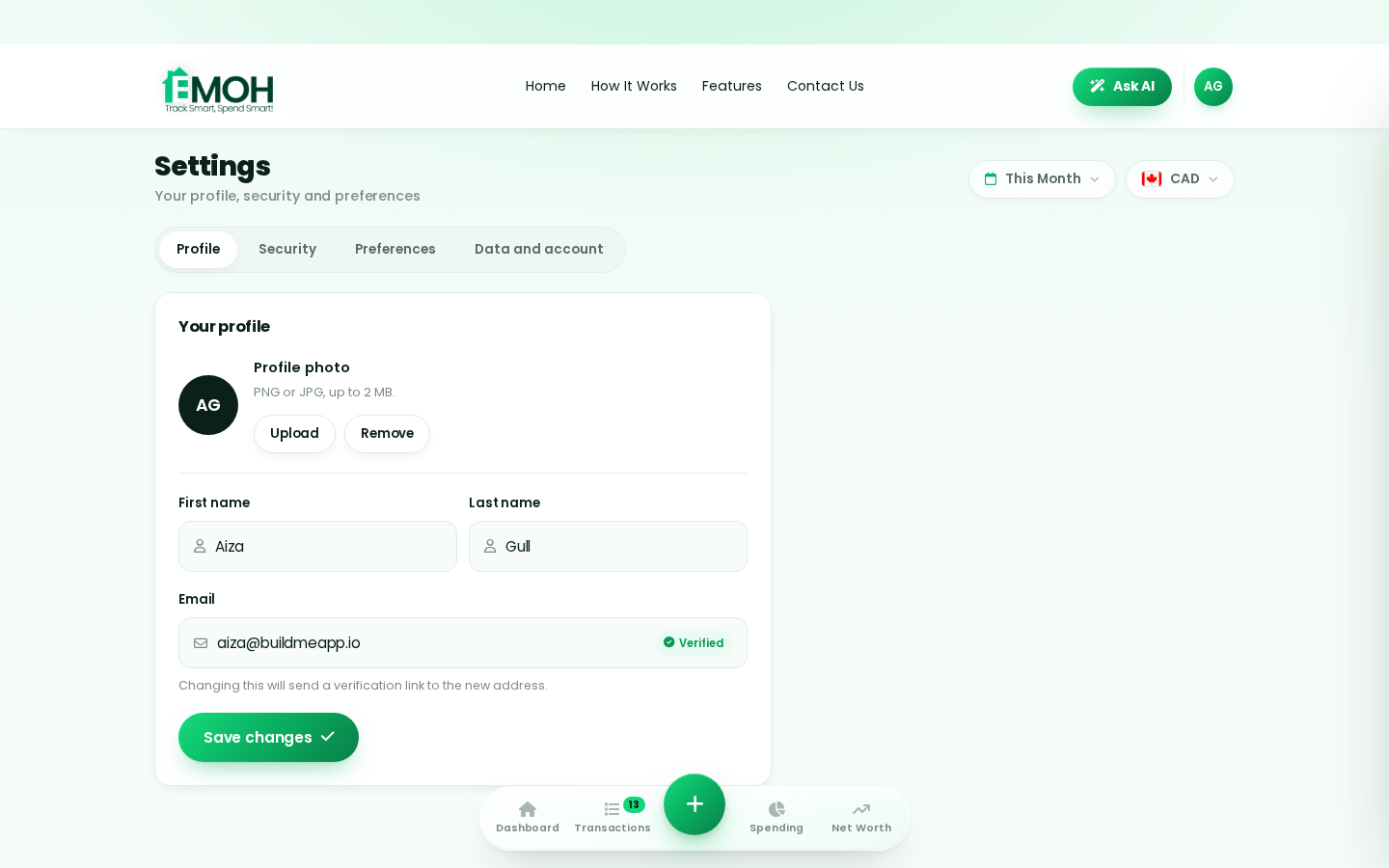 EMOH Pay app — web app