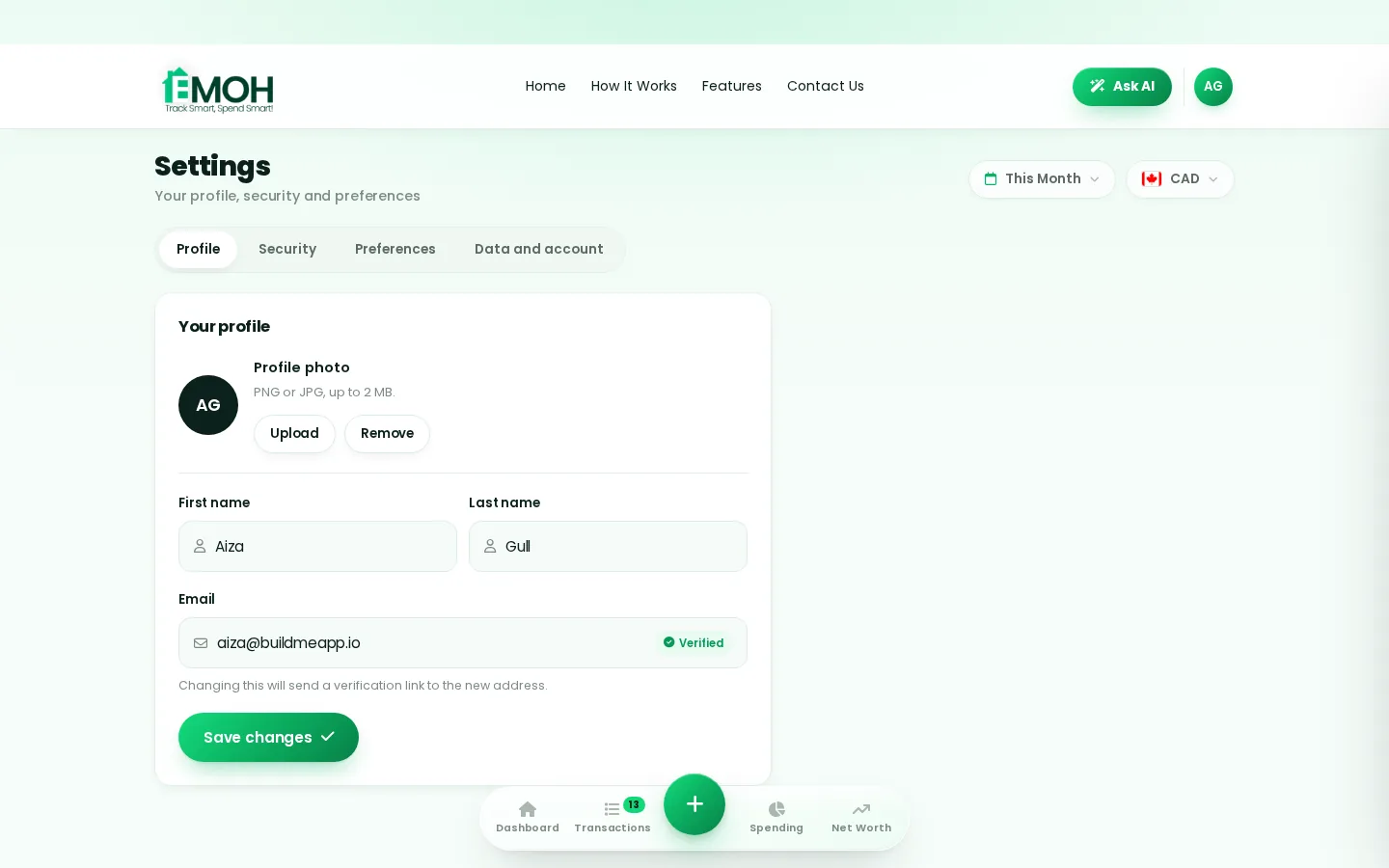 EMOH Pay app — web app
