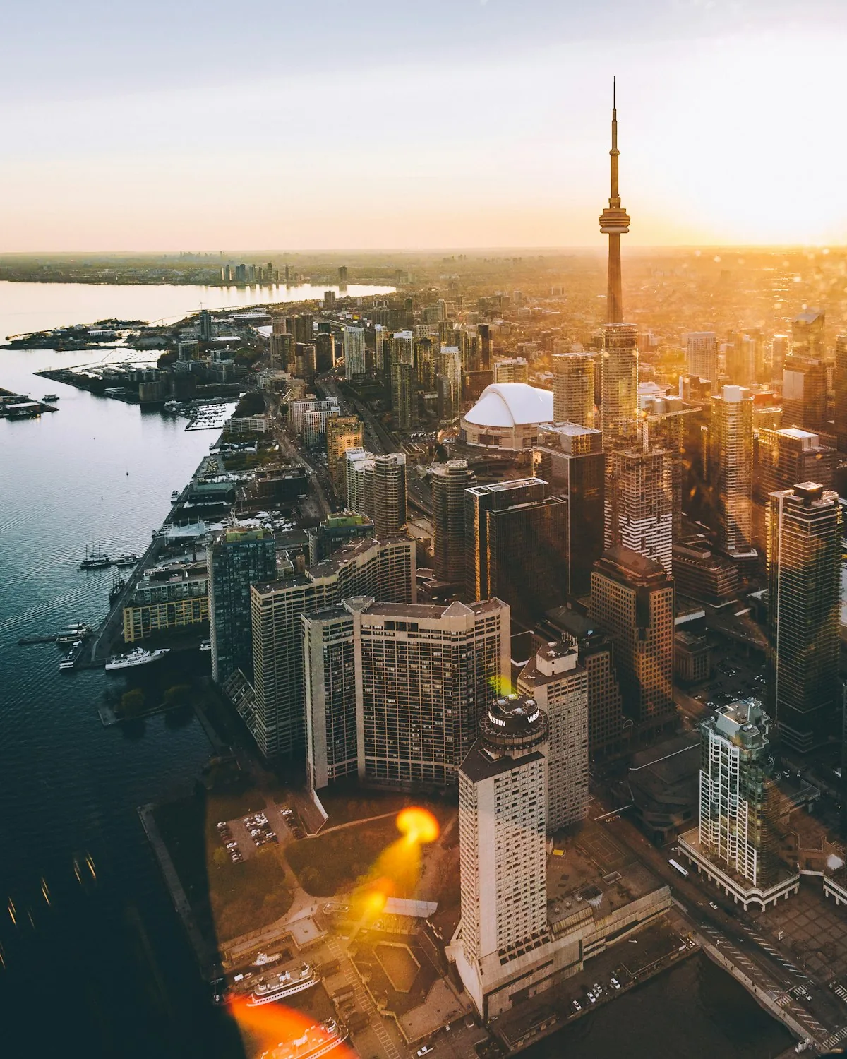 The Toronto skyline at sunset