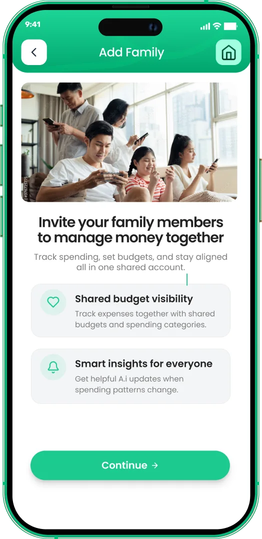 EMOH Pay invite family members to manage money together