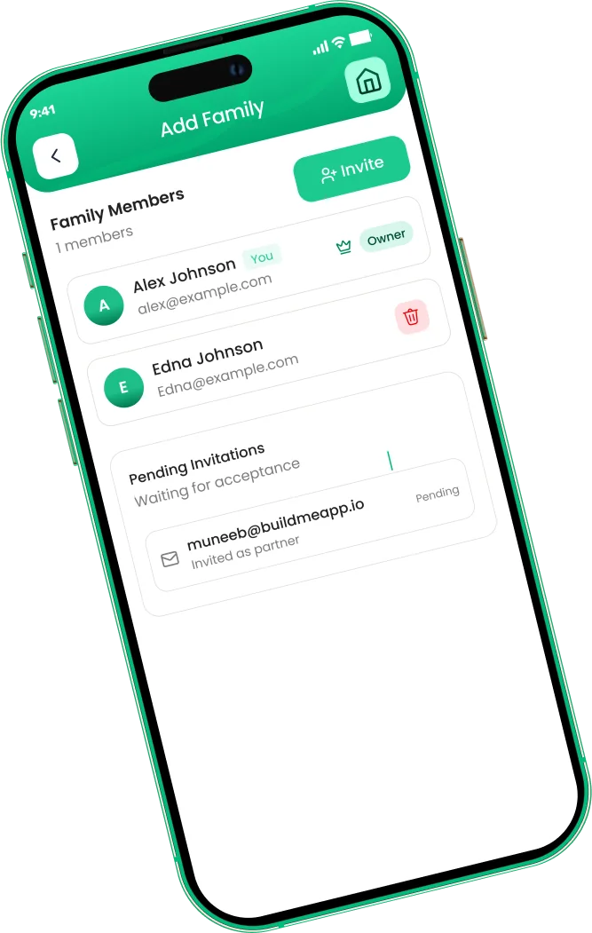 EMOH Pay family members and pending invitations
