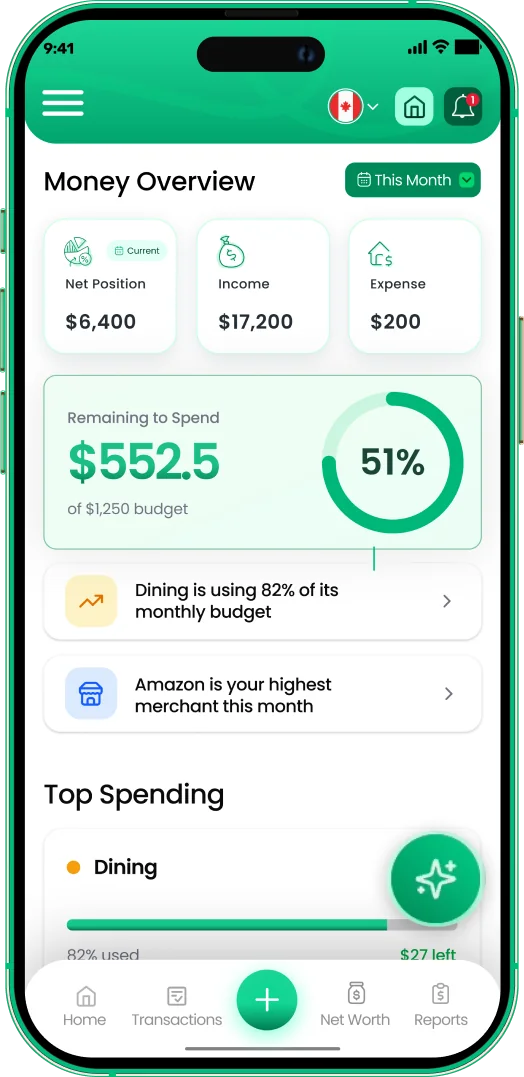 EMOH Pay money overview with net position and remaining budget