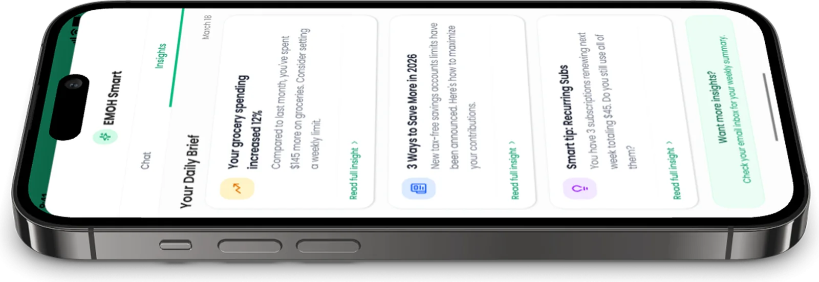 EMOH Pay on an iPhone in landscape