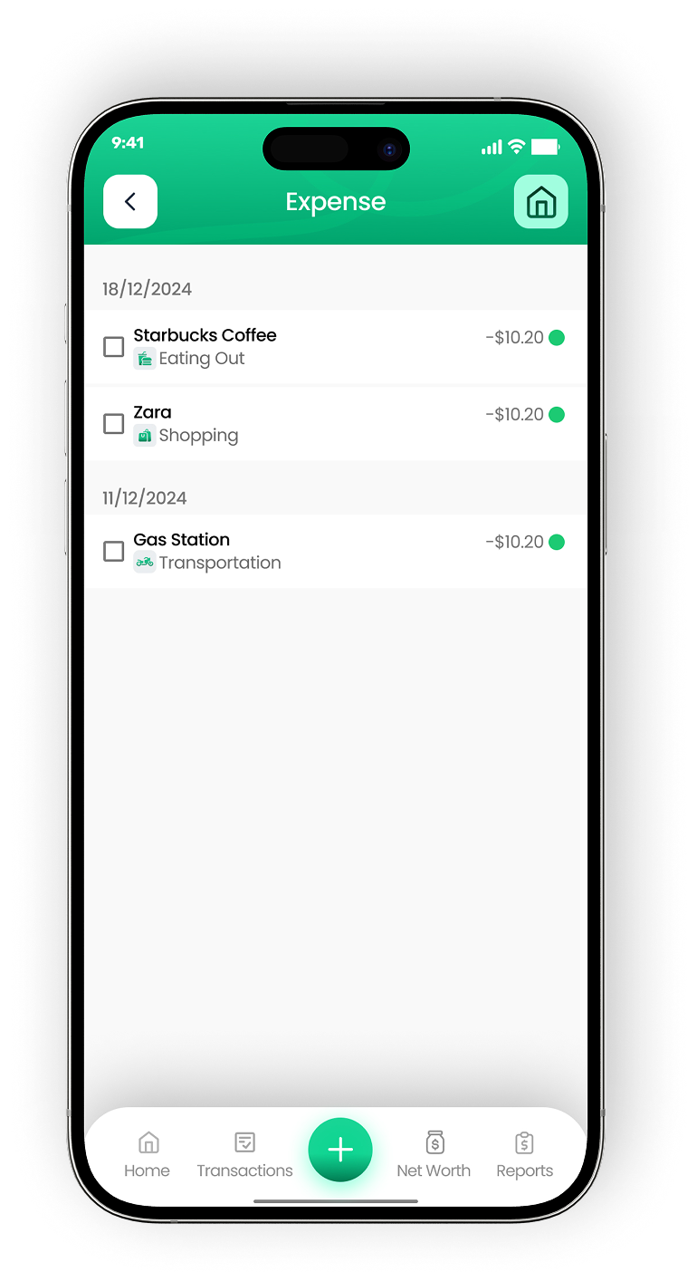 EMOH Pay budget screen with groceries, shopping, rent and utilities categories